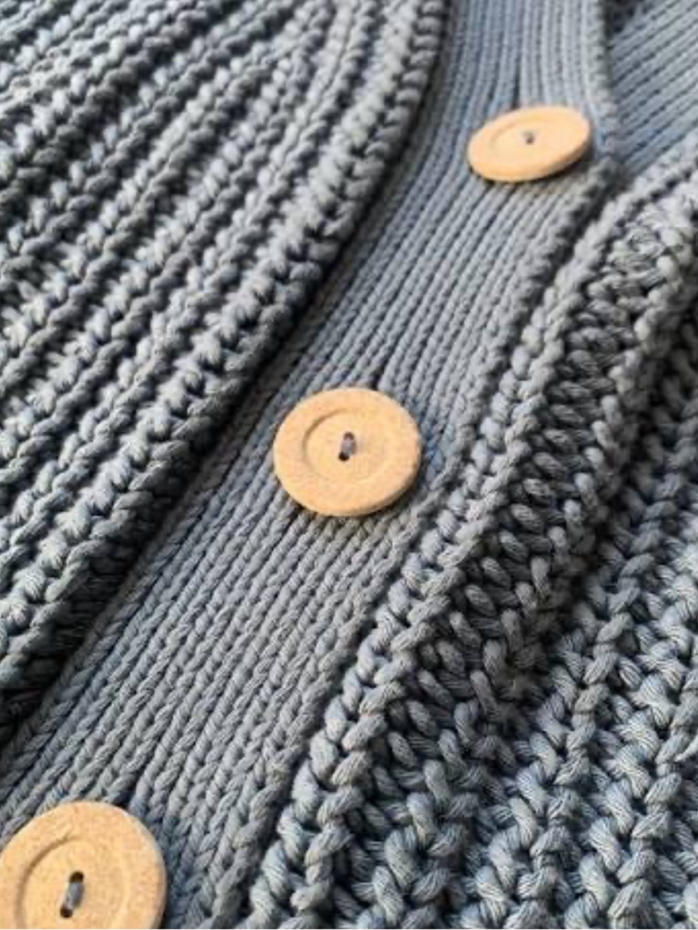 Babaa Blue Chunky V-Neck Button Cardigan - Picture 3 of 3